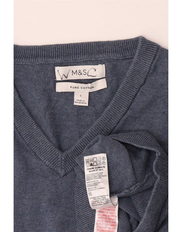 Marks & Spencer muški pulover s V-izrezom, veliki plavi pamuk