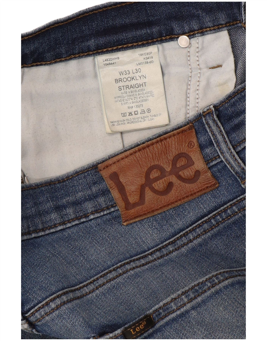 Lee Mens Brooklyn Straight Jeans W33 L30 Plavi pamuk