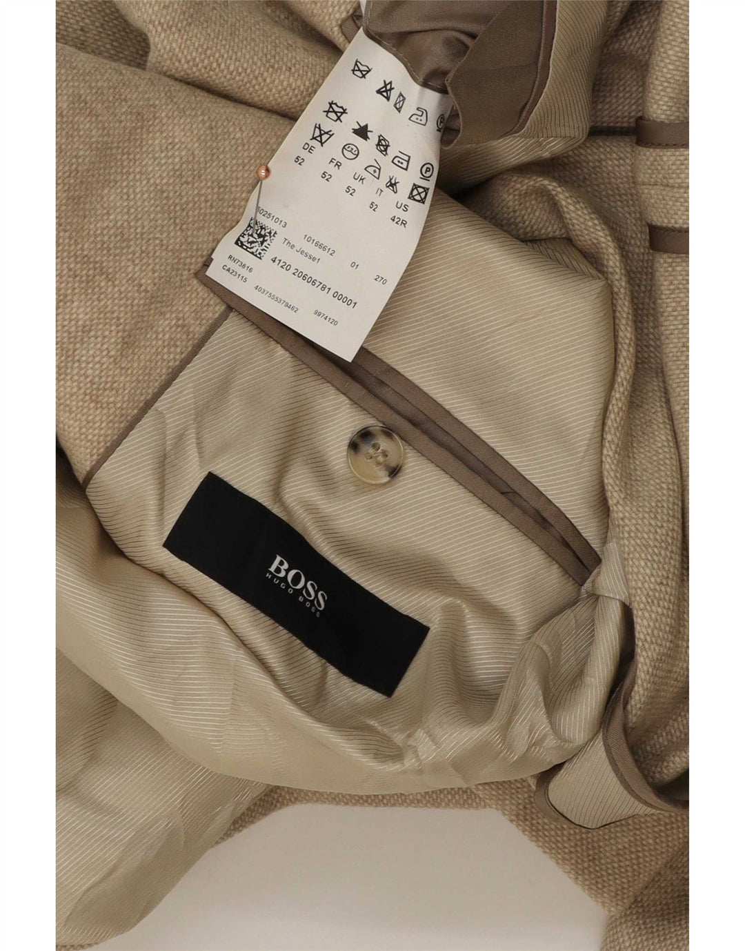 Hugo Boss muška jakna sa 2 gumba EU 52 XL bež djevičanske vune