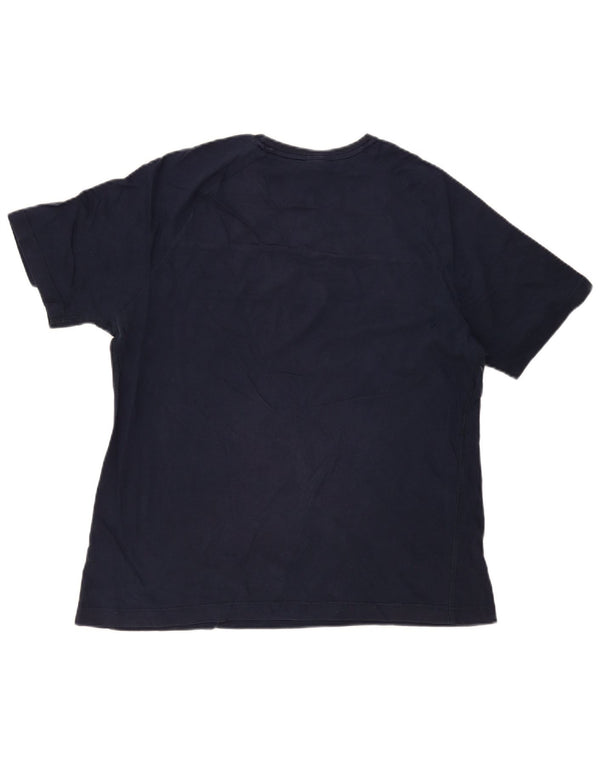 Nike Muška majica kratkih rukava UK 42/44 Large Navy Blue Colourblock Cotton