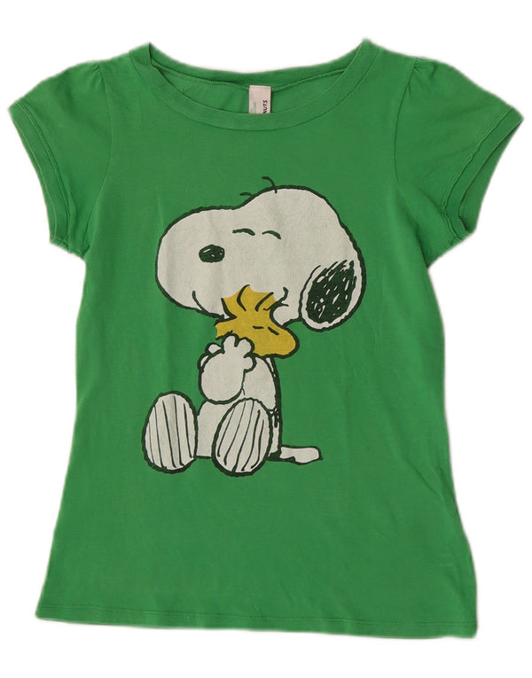 Benetton Girls Peanuts Graphic T-Shirt majica kratkih rukava 10-11 Years XL Zeleni pamuk