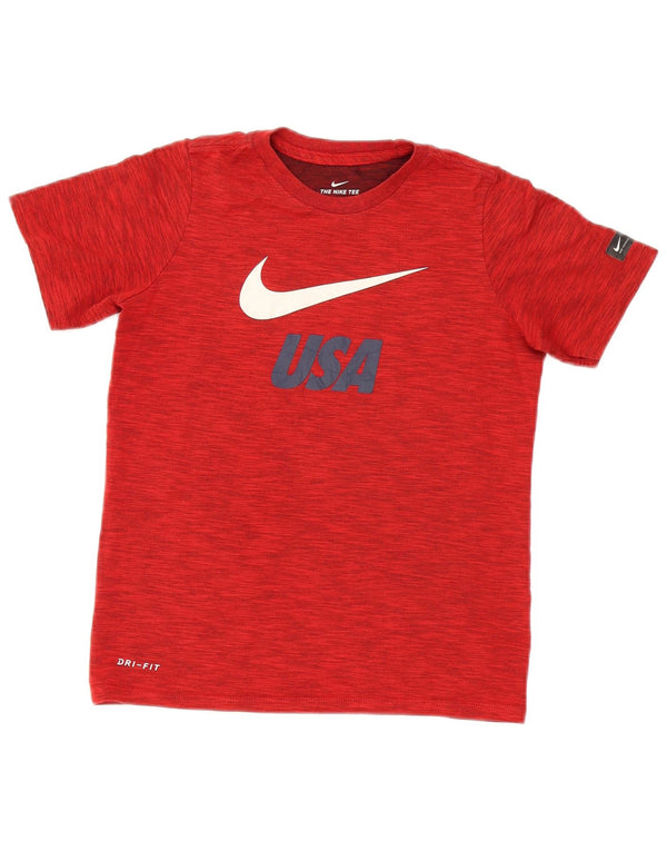 Nike Boys Dri Fit Graphic T-Shirt Top 10-11 Years Medium Red Flected