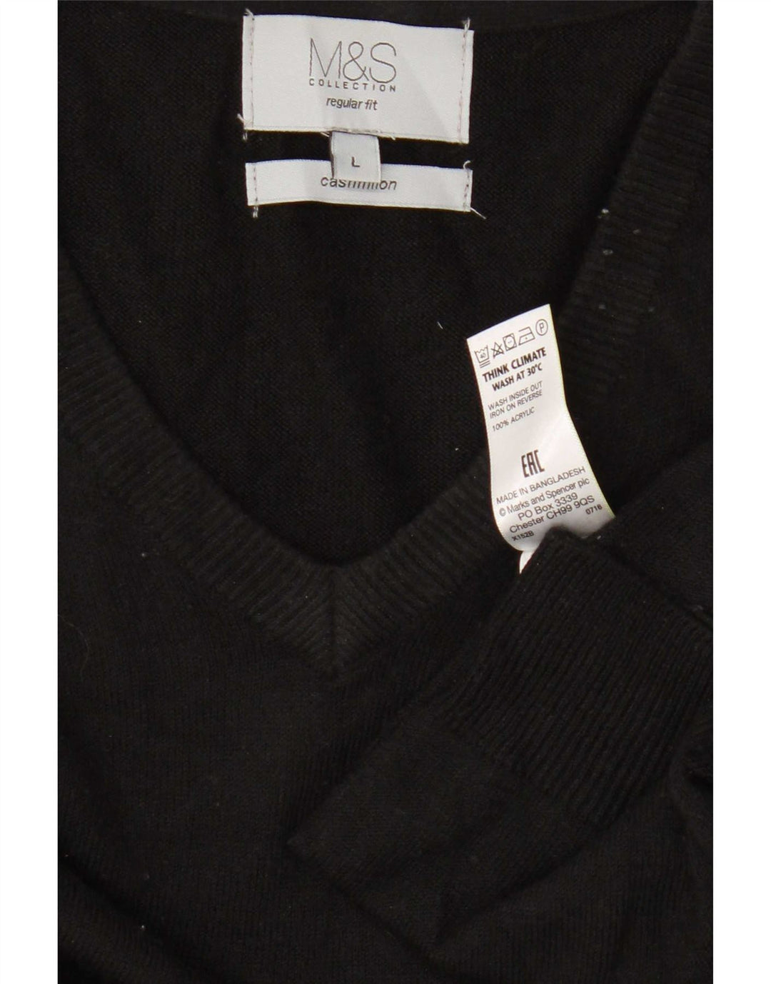 Marks & Spencer muški pulover s V-izrezom, veliki crni akrilni pulover