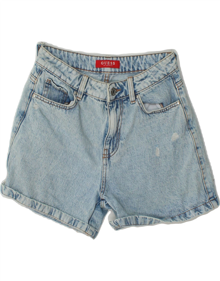 GUESS Womens Distressed Denim Shorts W27 Small Blue Cotton Vintage Guess and Second-Hand Guess from Messina Hembry 