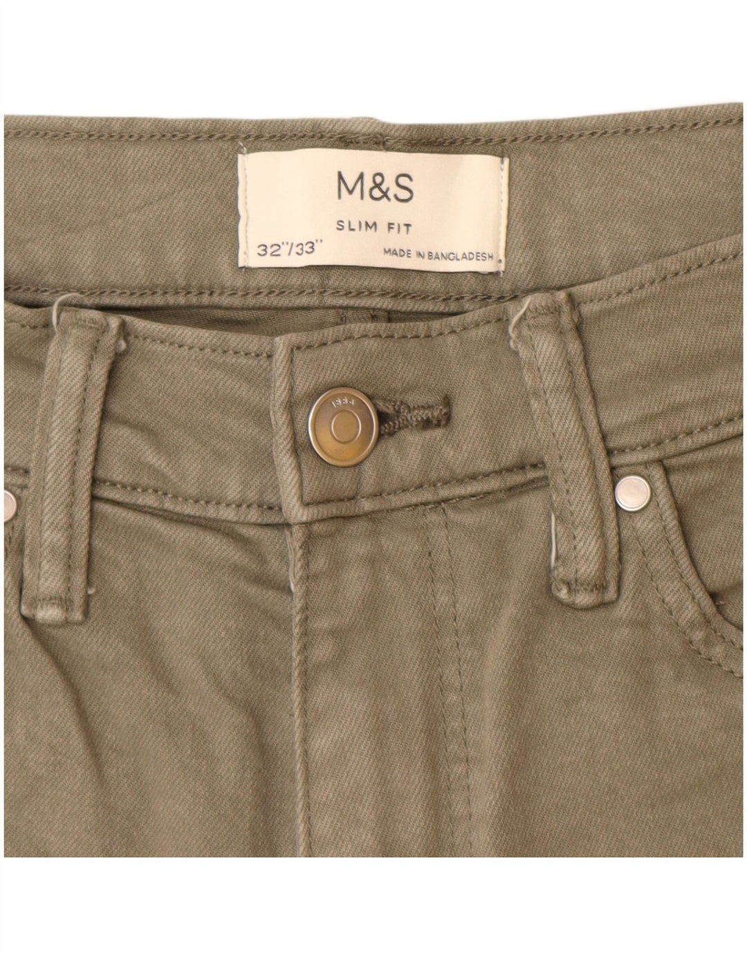 Marks & Spencer muške uske traperice W32 L33 kaki pamuk