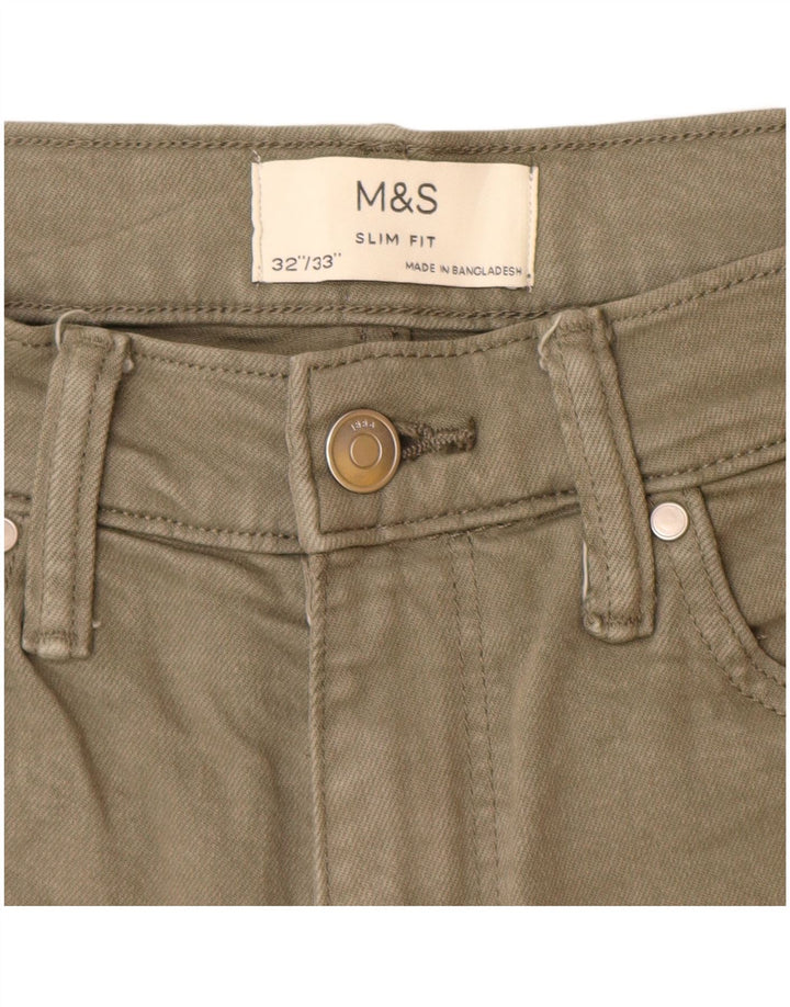 Marks & Spencer muške uske traperice W32 L33 kaki pamuk