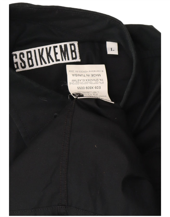 BIKKEMBERGS Velika muška majica s grafikama, crni pamuk