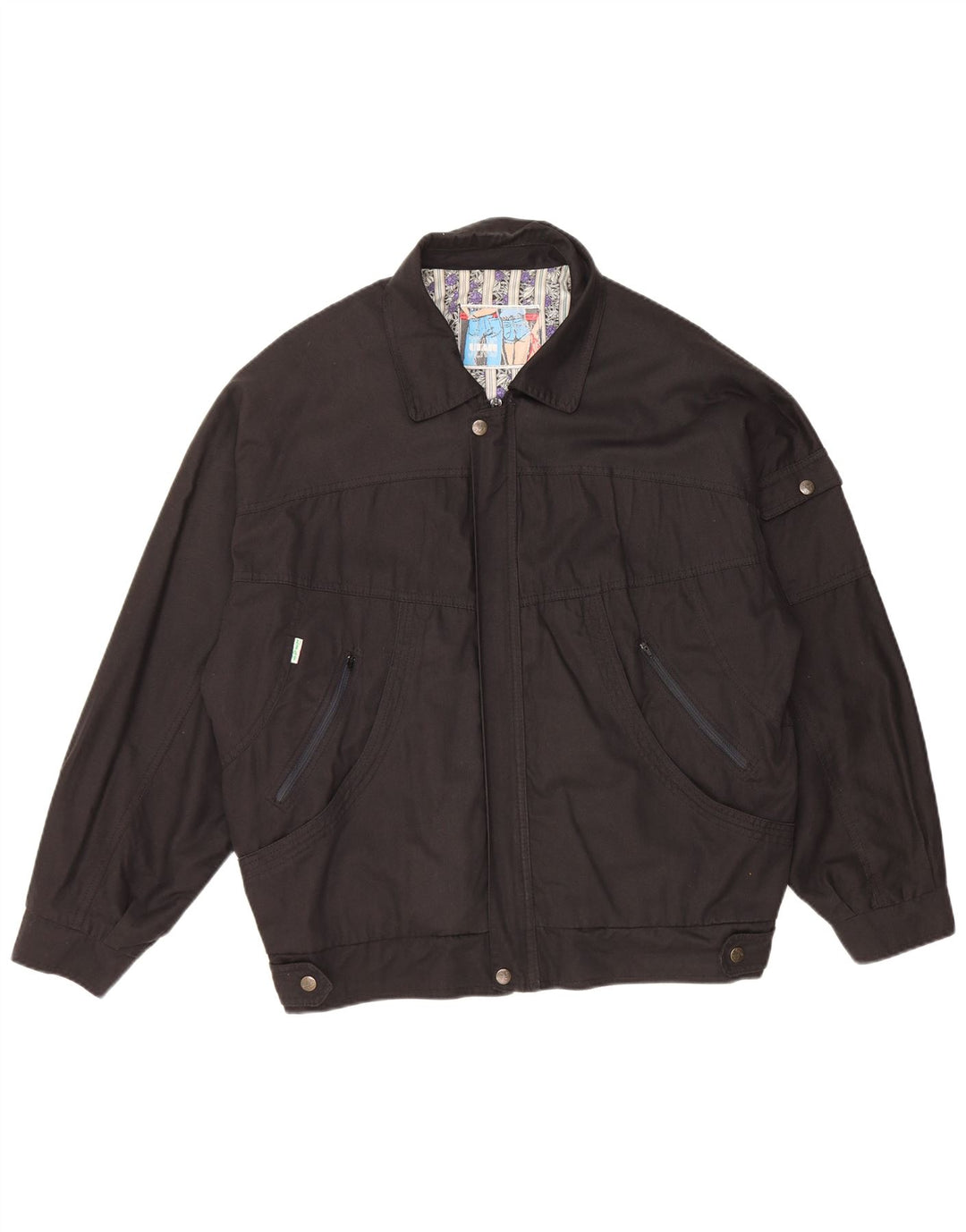 VINTAGE Muška bomber jakna UK 40 Veliki crni pamuk