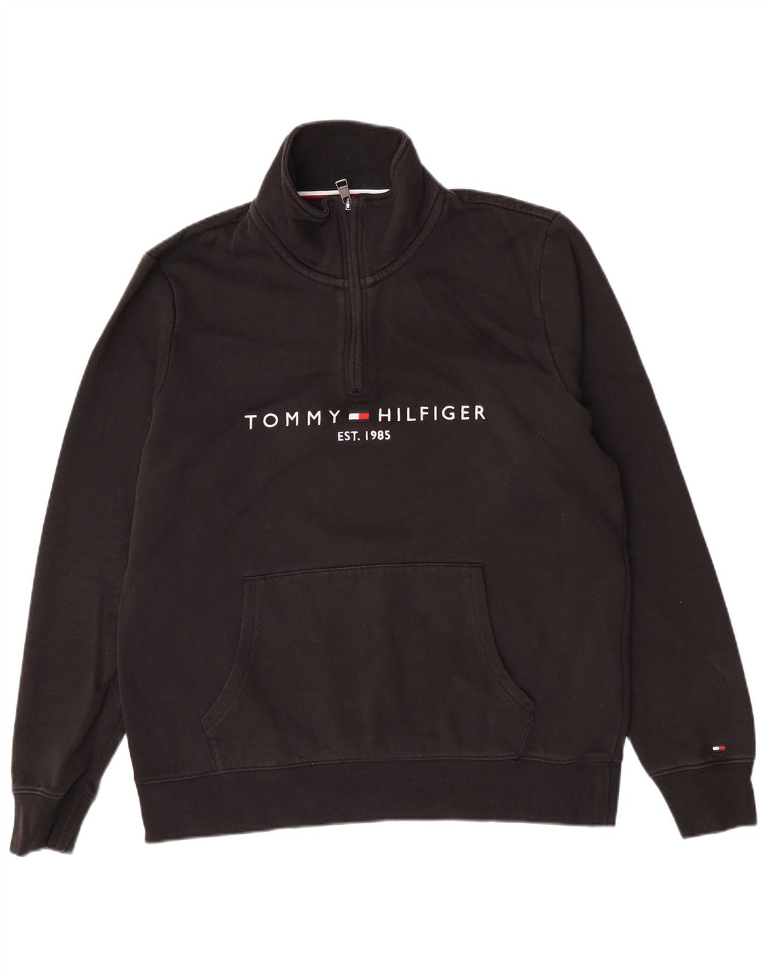 Tommy Hilfiger muška majica s kratkim izrezom s patentnim zatvaračem Srednje crni pamuk