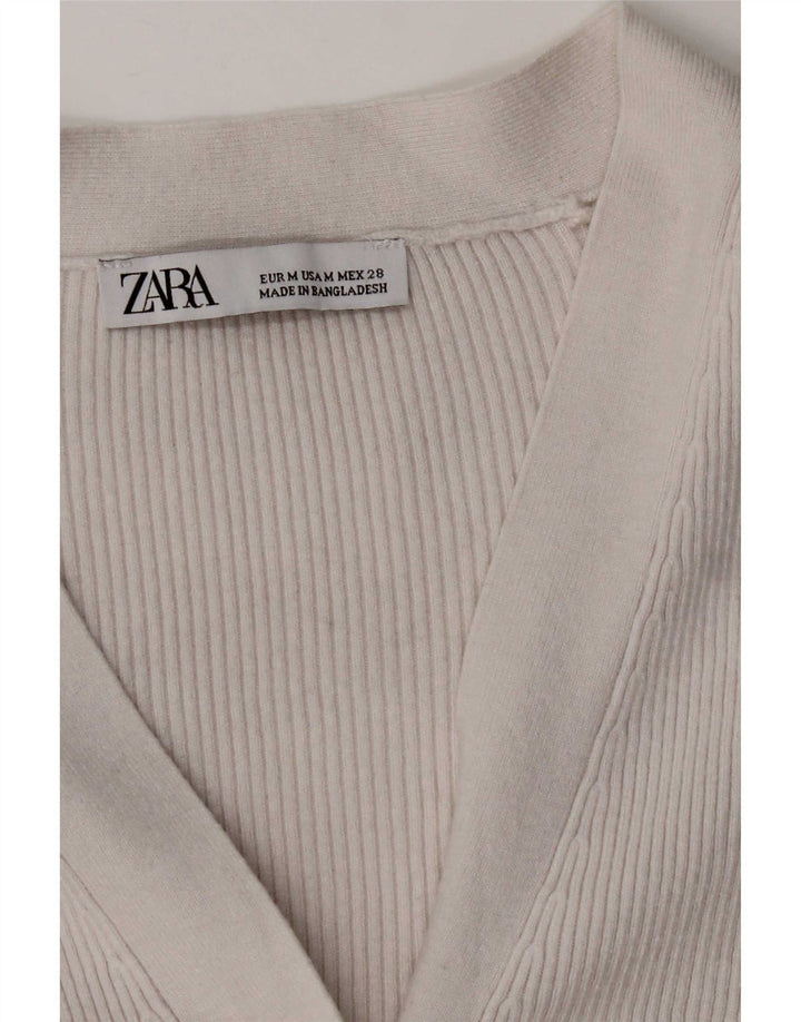 Zara ženski kratki kardigan pulover UK 14 srednje bijele boje