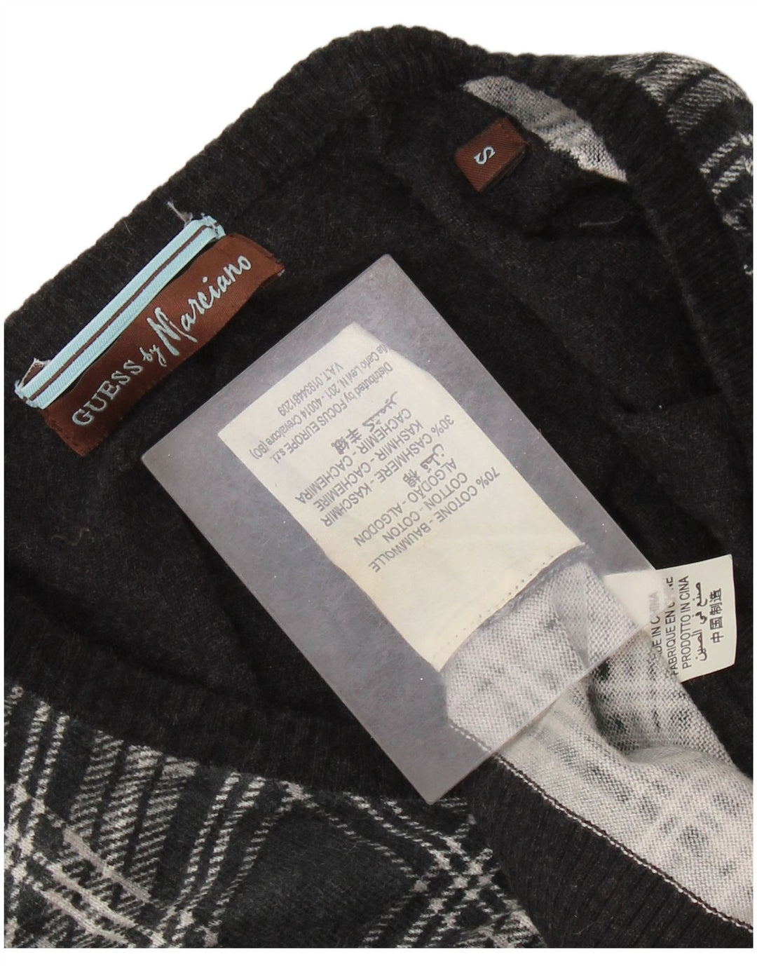 GUESS BY MARCIANO Ženski džemper s V-izrezom UK 10 Mali crni karirani