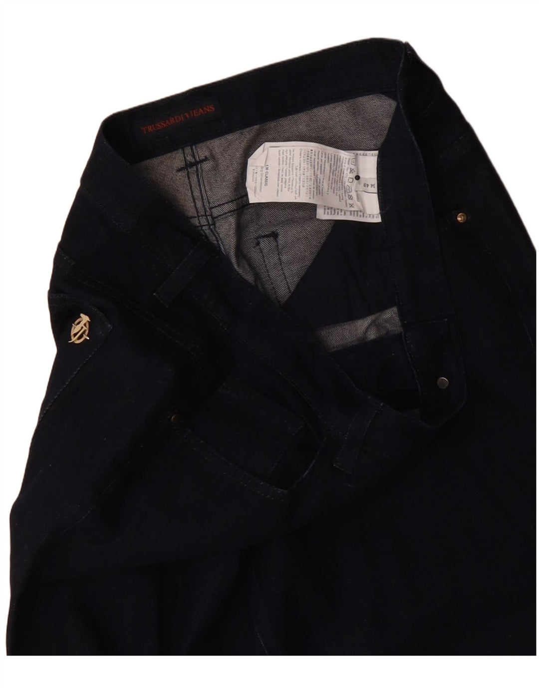 Trussardi ženske ravne traperice IT 48 XL W34 L28 tamnoplavi poliester