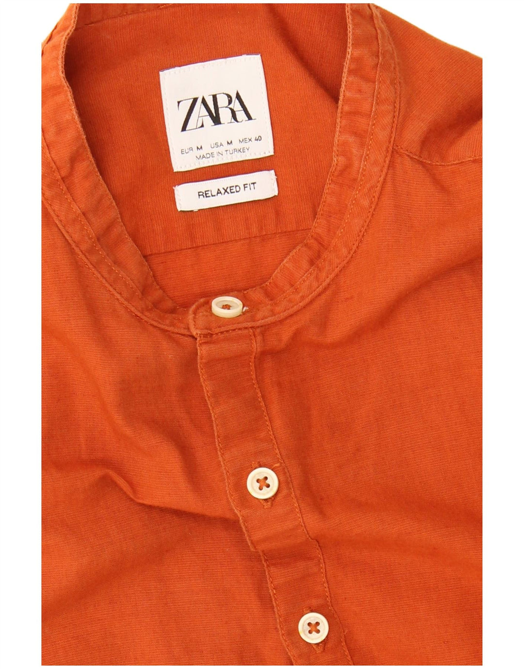 ZARA Mens Relaxed Fit Pullover Shirt Medium Orange