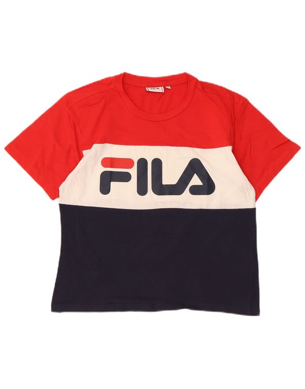 Fila ženska majica kratkih rukava s grafičkim motivima, UK 6 XS, crveni pamuk u blokovima boja