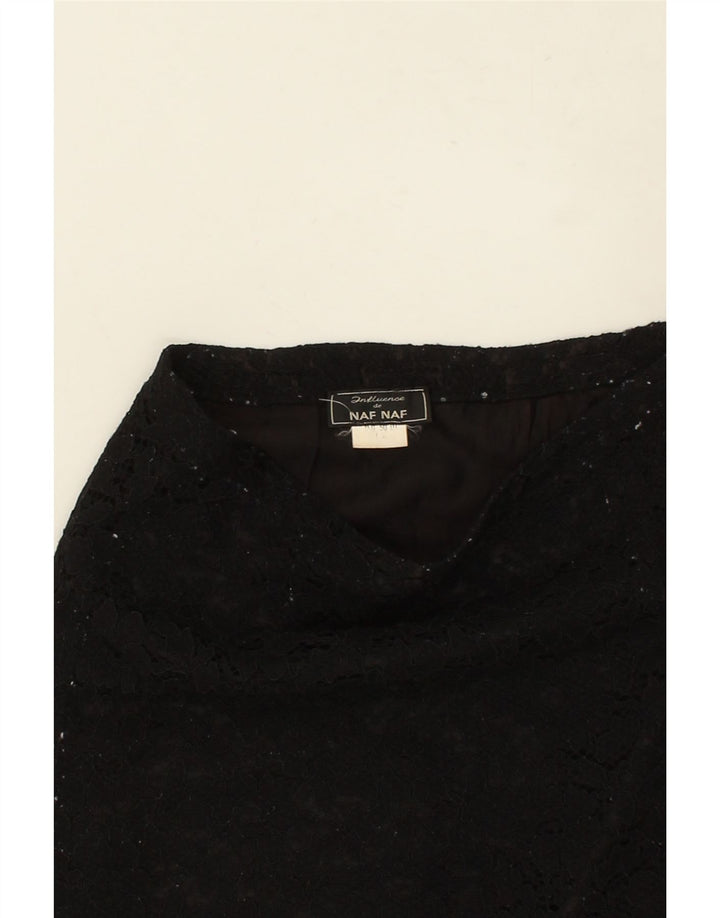 NAF NAF Womens Lace Straight Skirt W28 Medium Black Spotted Vintage Naf Naf and Second-Hand Naf Naf from Messina Hembry 