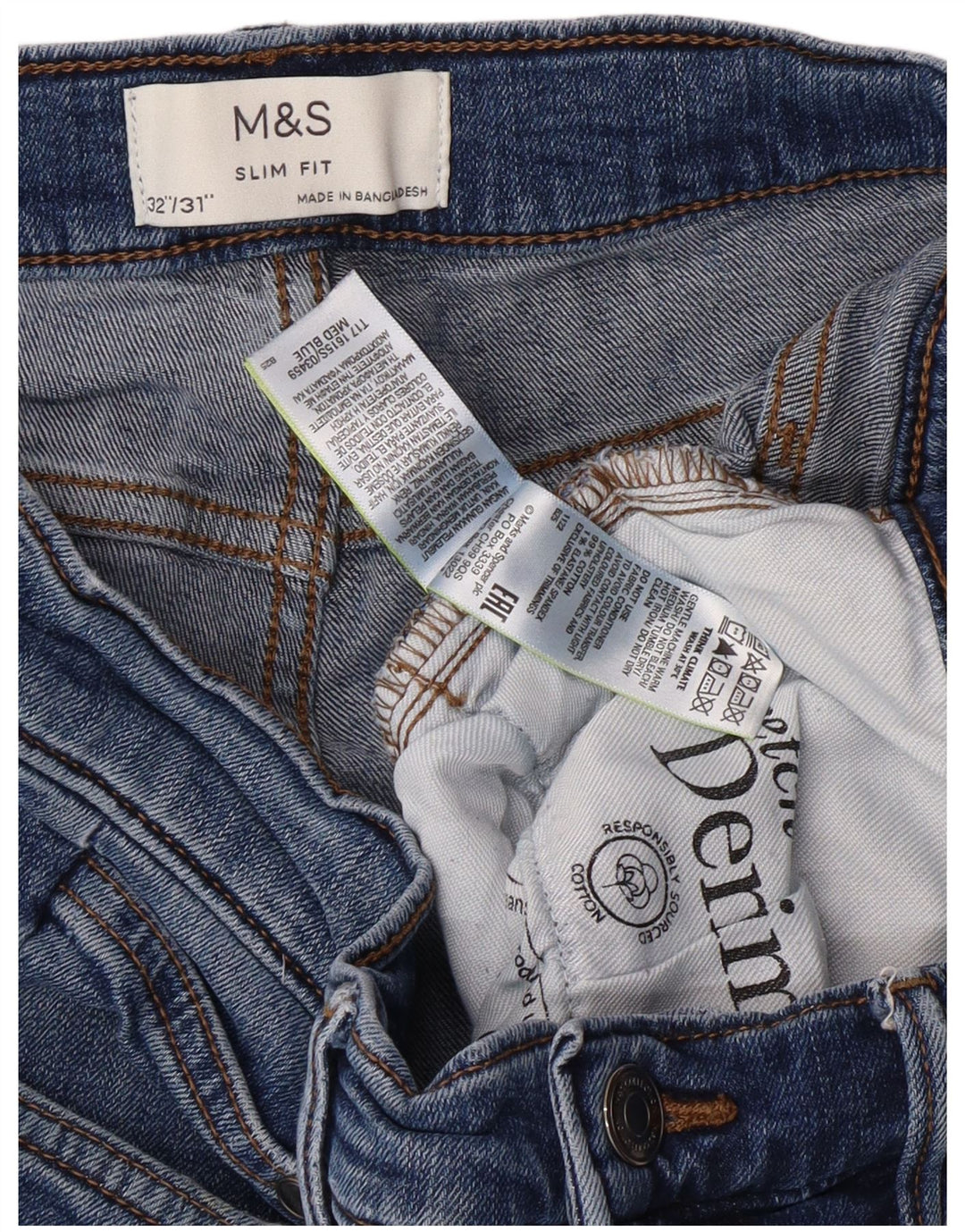 MARKS & SPENCER muške uske traperice W32 L29 plave pamučne klasične