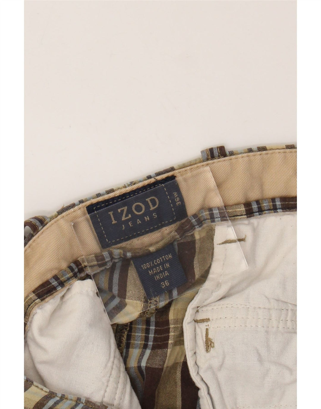 Izod muške chino kratke hlače W36 veliki zeleni karirani pamuk