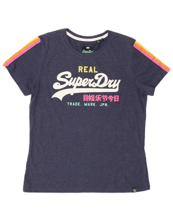 SUPERDRY ženska majica kratkih rukava s grafičkim motivima UK 14 velika tamnoplava pamuk