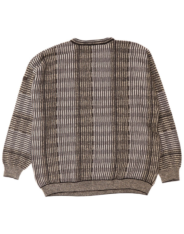 Bueckle muški džemper s okruglim izrezom IT 56 2XL sivi prugasti poliakril