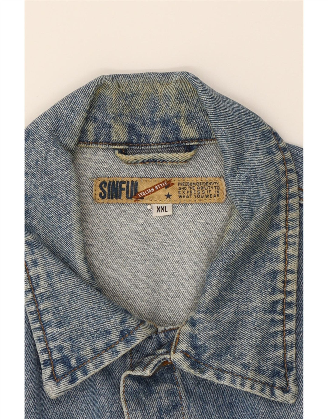 SINFUL Mens Denim Jacket UK 44 2XL Blue Cotton Vintage Sinful and Second-Hand Sinful from Messina Hembry 