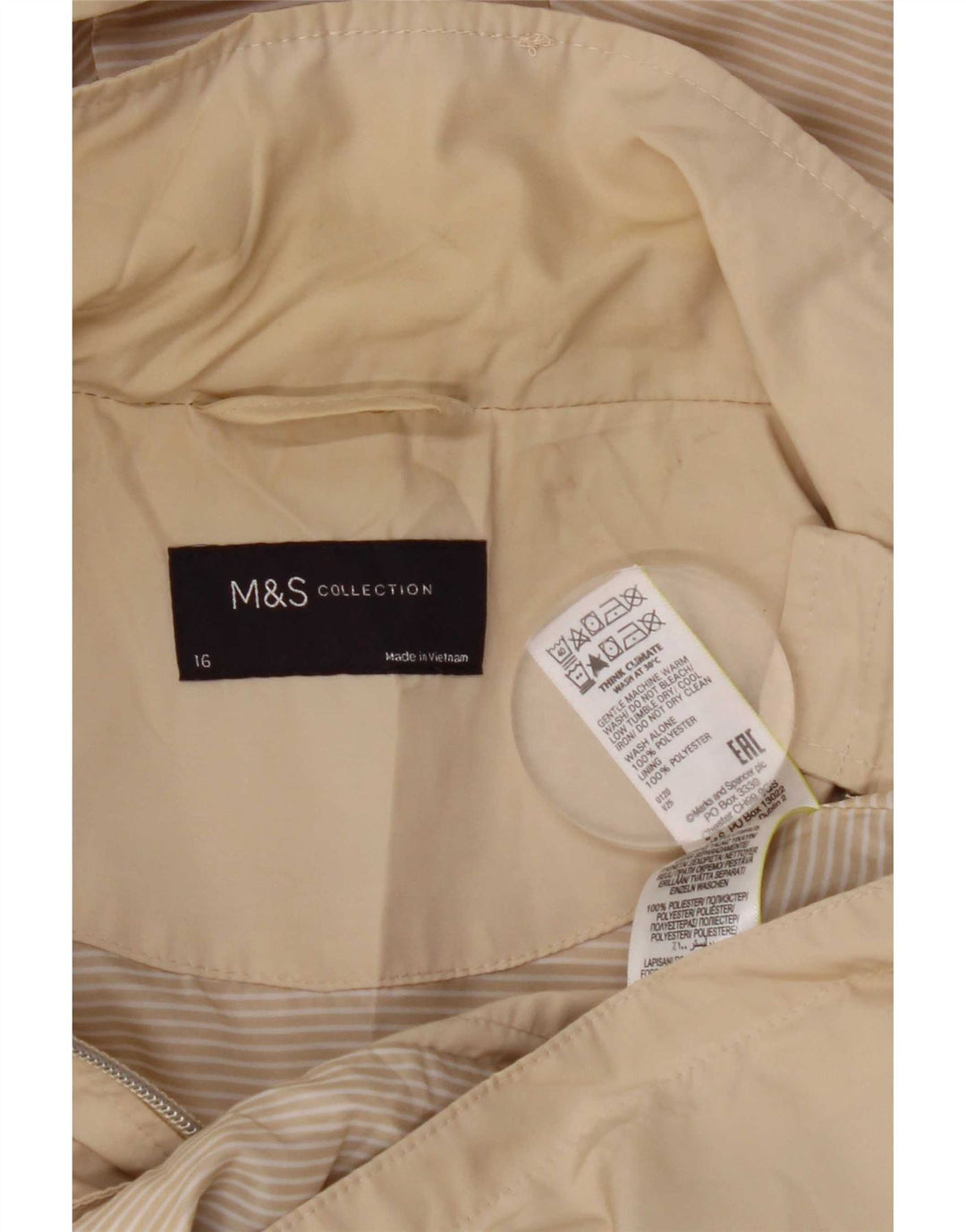 Marks & Spencer ženska kišna jakna s kapuljačom UK 16 velika bež poliester
