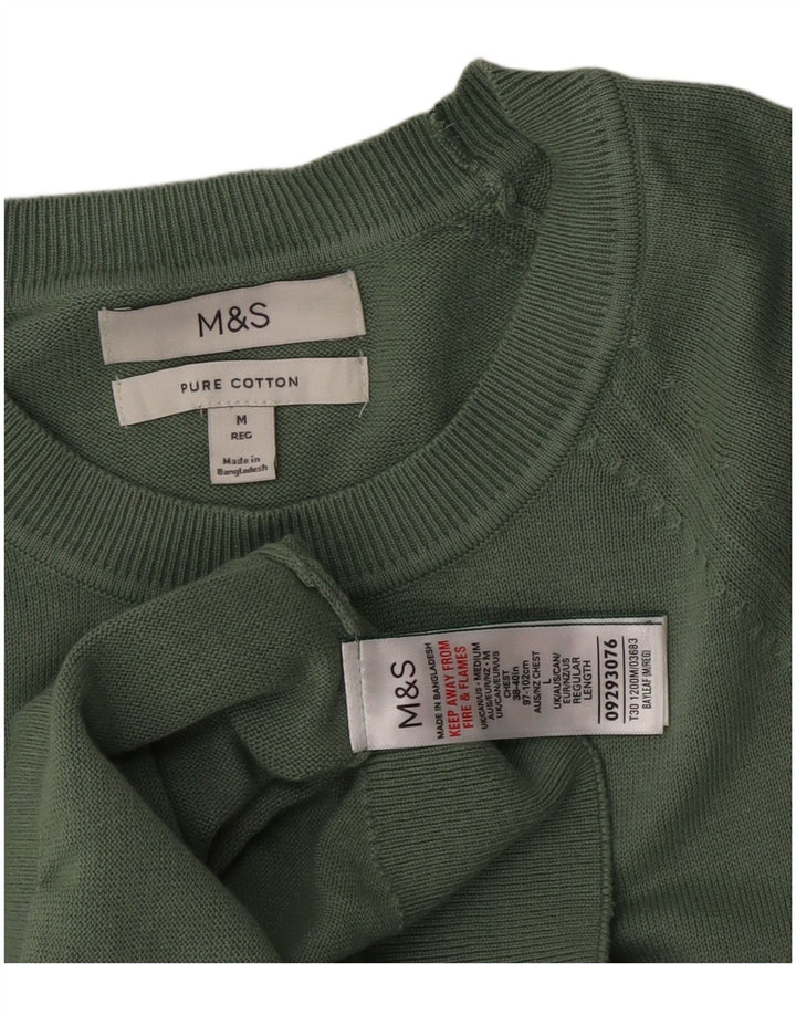 Marks & Spencer muški džemper s okruglim izrezom Srednje zeleni pamuk