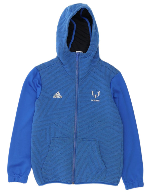 Adidas Boys MESSI pulover s kapuljačom s patentnim zatvaračem 11-12 godina, plavi geometrijski