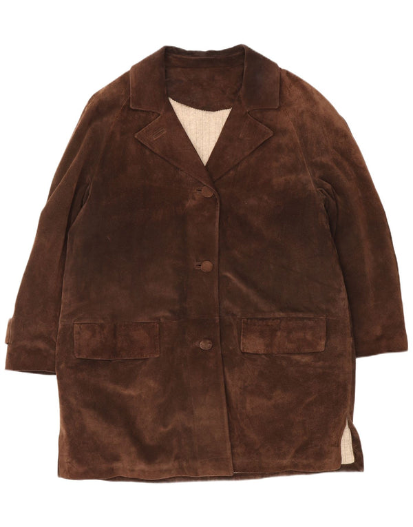 Vintage ženska velika vjetrovka od brušene kože UK 18 XL smeđa