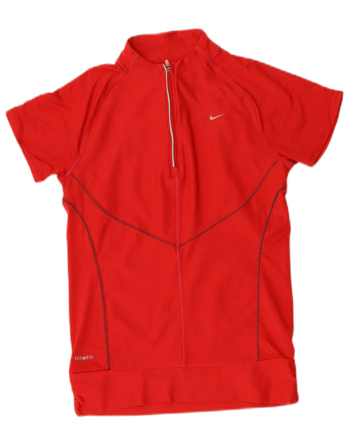 Nike Womens Fit Dry Pulover Trenirka Top UK 4/6 Small Red