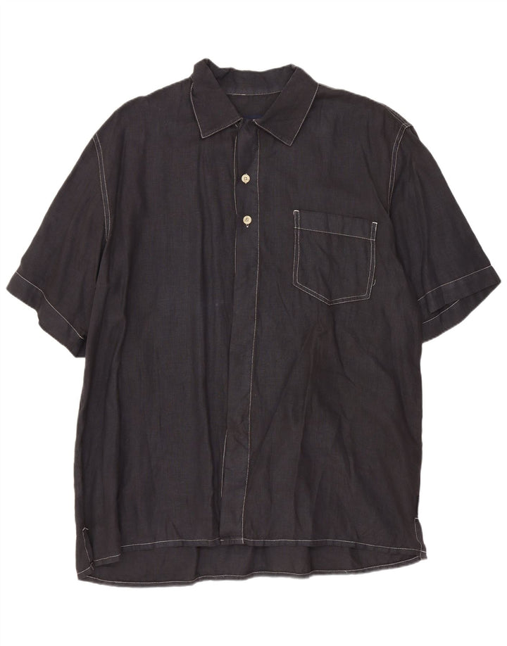 Cerruti muška košulja kratkih rukava Large tamnoplavi lan