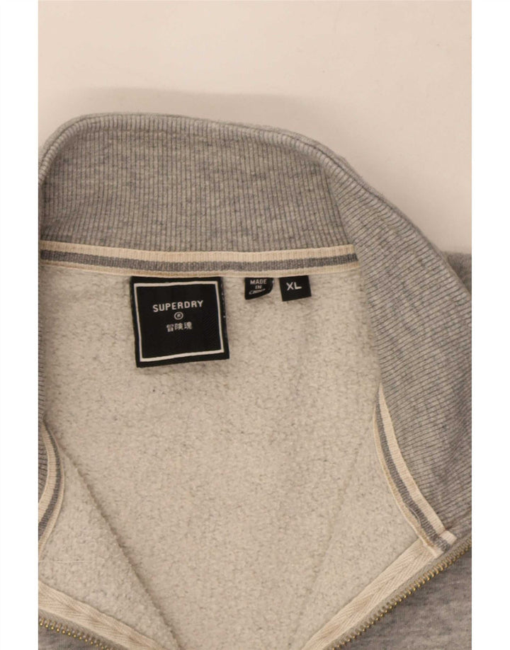 Superdry muška majica s izrezom s patentnim zatvaračem XL siva s pjegama