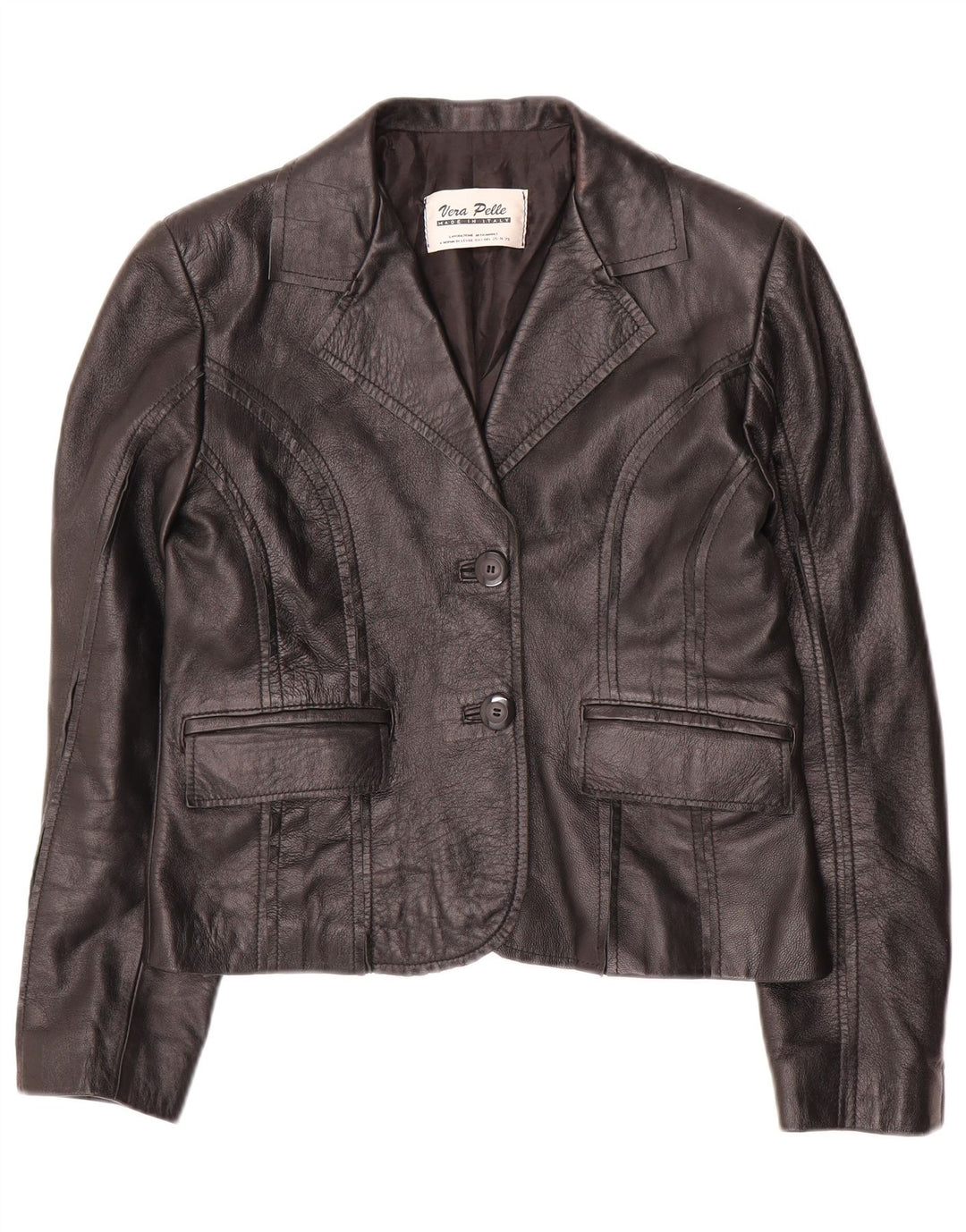 VINTAGE skraćena ženska jakna sa 2 gumba IT 42 Srednja crna koža