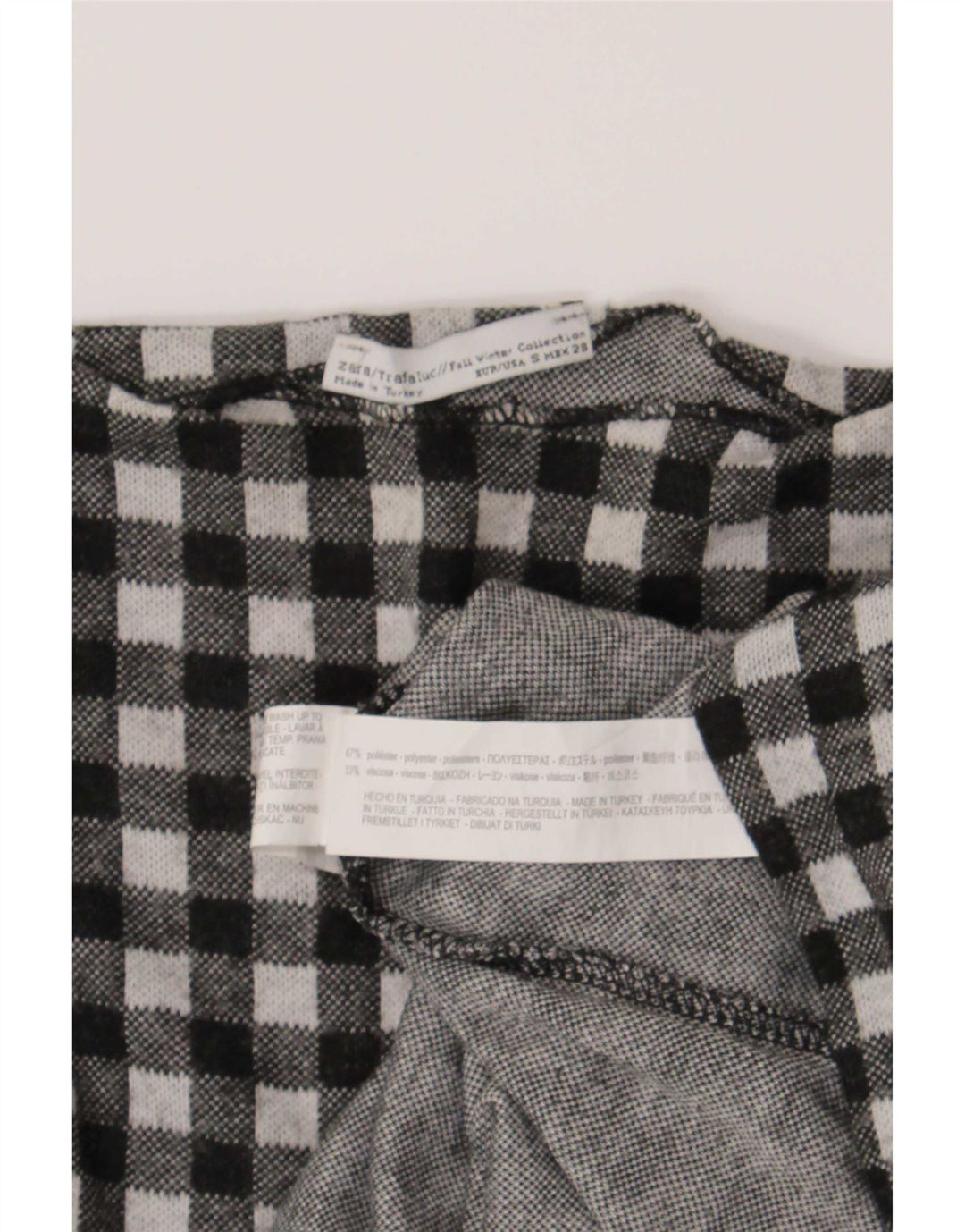 Prevelika ženska majica dugih rukava Zara Trafaluc UK 10 Mala crna gingham