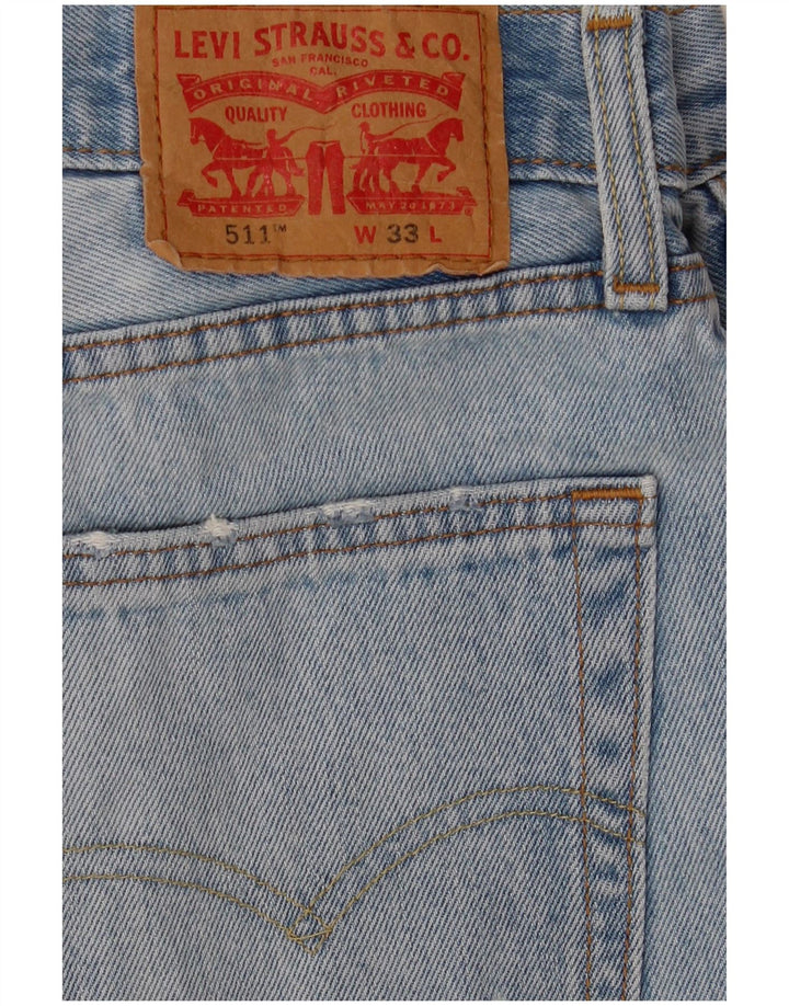 Levi's muške 511 uske kratke traper hlače s oštećenim krojem W33 srednje plavi pamuk