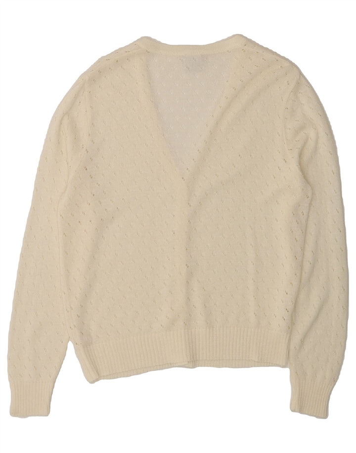 VINTAGE Womens Cardigan Sweater IT 46 Large White Polyacrylic Vintage Vintage and Second-Hand Vintage from Messina Hembry 