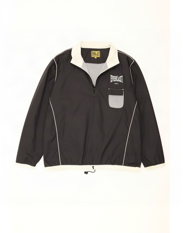 Everlast Mens Graphic Pullover Rain Jacket UK 40 Large Black Nylon