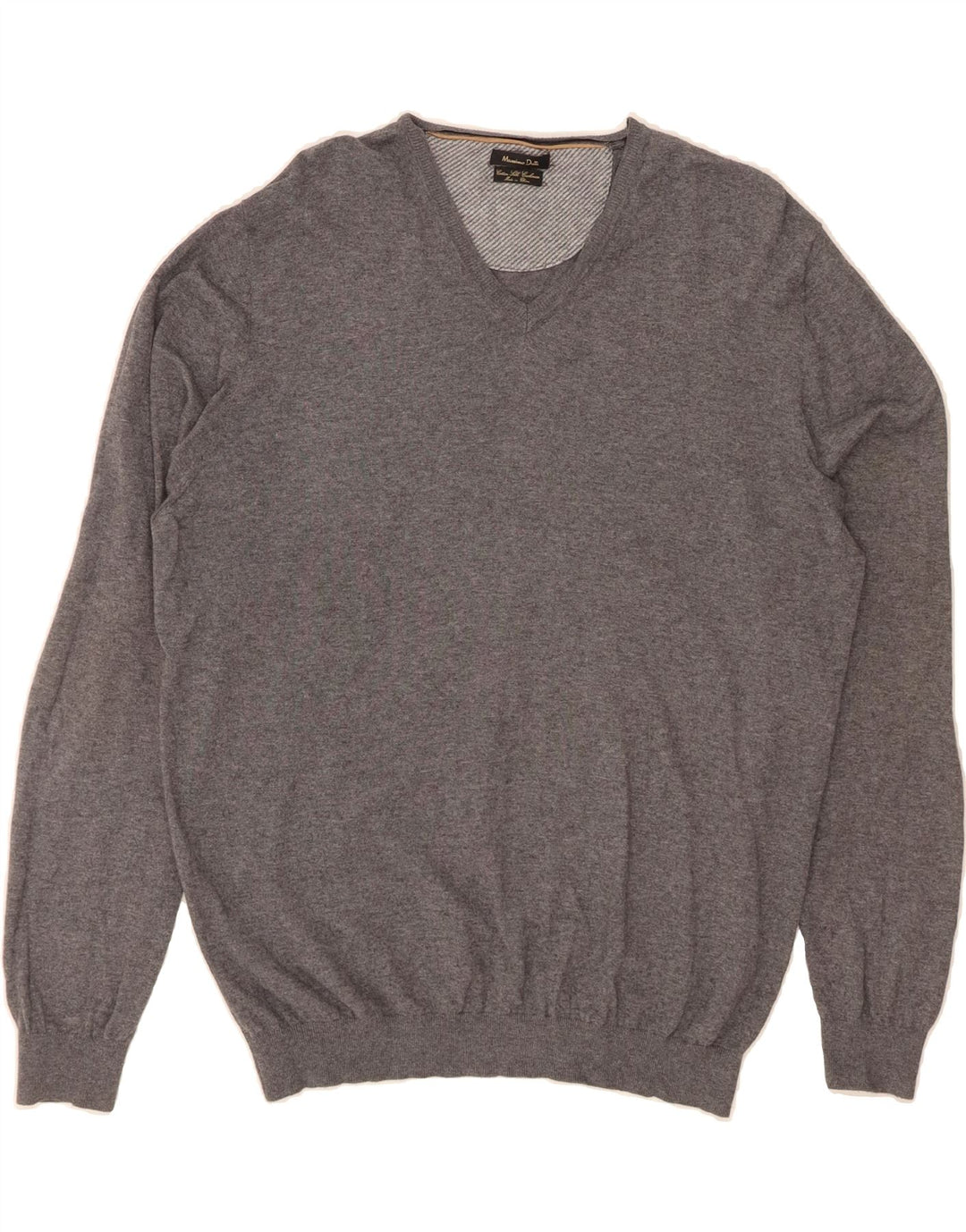 MASSIMO DUTTI Mens V-Neck Jumper Sweater XL Grey Vintage Massimo Dutti and Second-Hand Massimo Dutti from Messina Hembry 