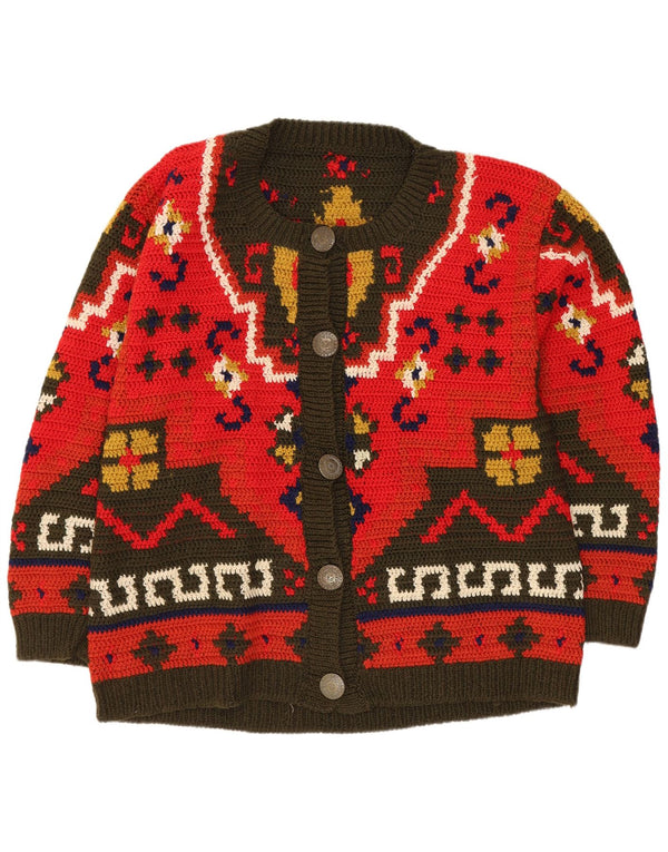 Vintage ženski kardigan pulover UK 16 Large Red Fair Isle