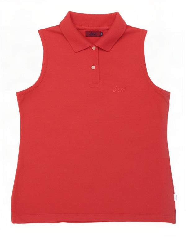 Asics ženska polo majica bez rukava UK 12 Srednje crveni pamuk