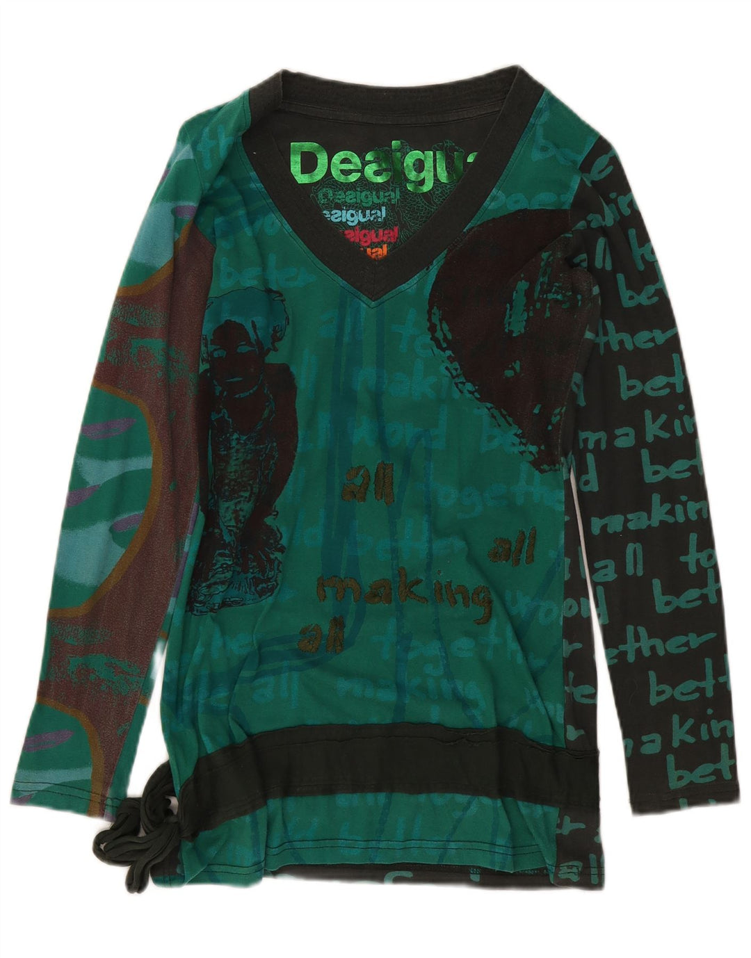 Desigual ženska gornja tunika s apstraktnim uzorkom UK 14 Srednje zeleni pamuk