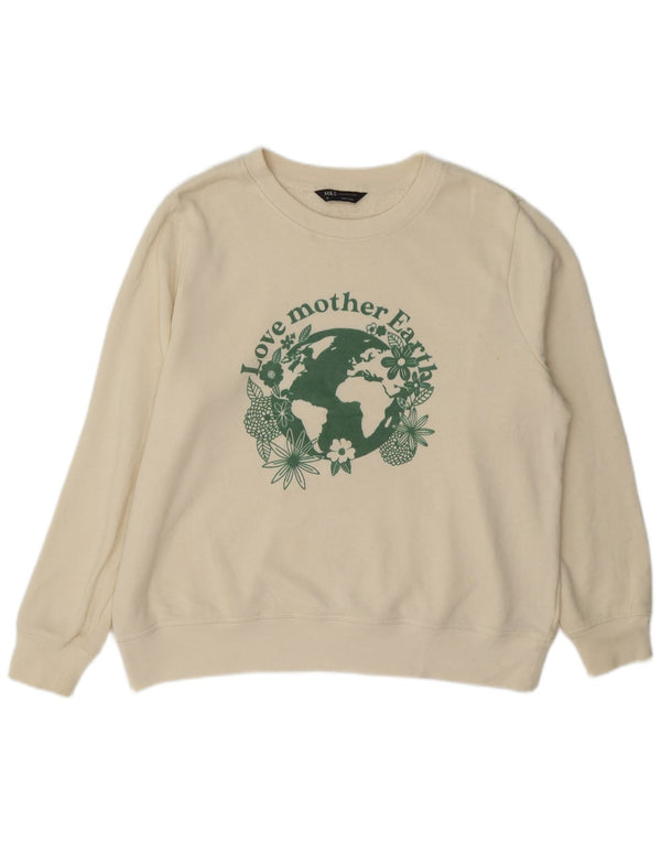 Marks & Spencer Ženski džemper s grafičkim motivima UK 16 Large Off White