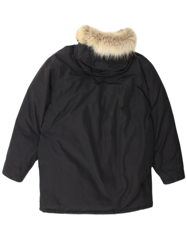 Woolrich muška parka jakna s kapuljačom UK 40 veliki crni pamuk