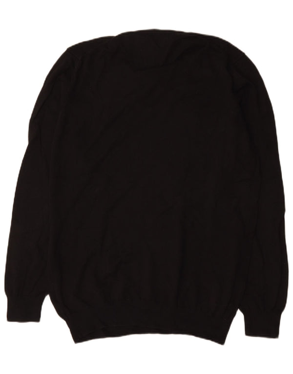 Zara Mens Crew Neck Jumper Sweater XL Black Cotton