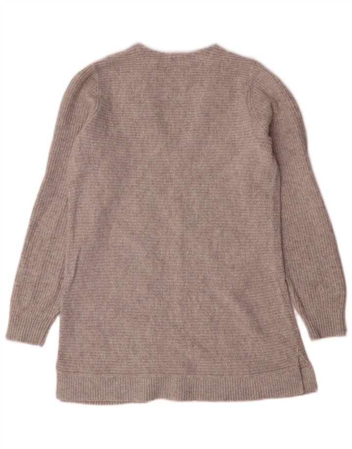 FAT FACE Ženski dugi džemper s V-izrezom UK 10 Mali sivi pamuk