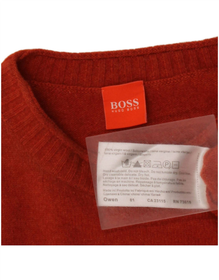 HUGO BOSS Muški džemper s okruglim izrezom srednje narančaste djevičanske vune
