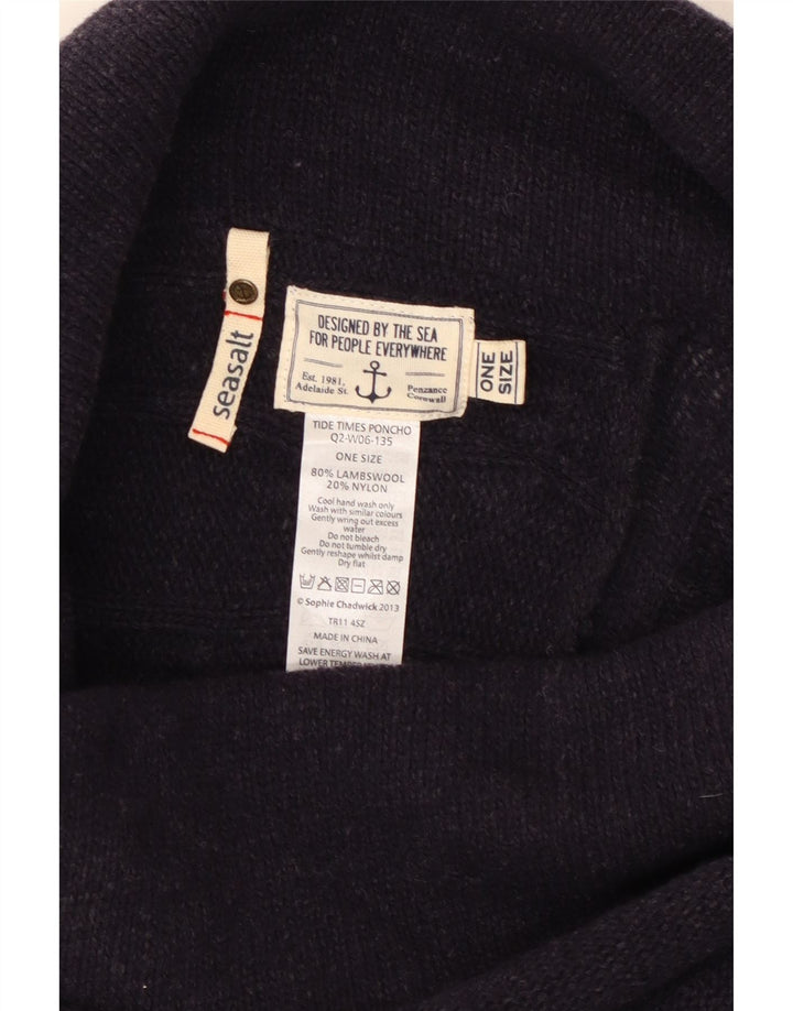 SEASALT Ženski kratki pončo džemper jedne veličine, tamnoplava vuna