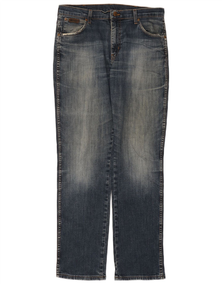 WRANGLER Muške rastezljive ravne traperice Texas W34 L32 plavi pamuk