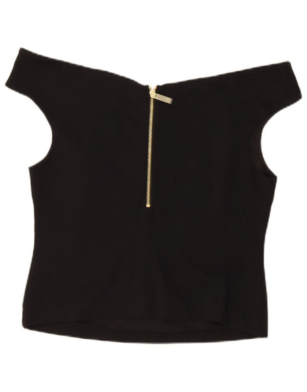 Ted Baker Ženska majica s otvorenim ramenima, veličina 5 XL, crna viskoza