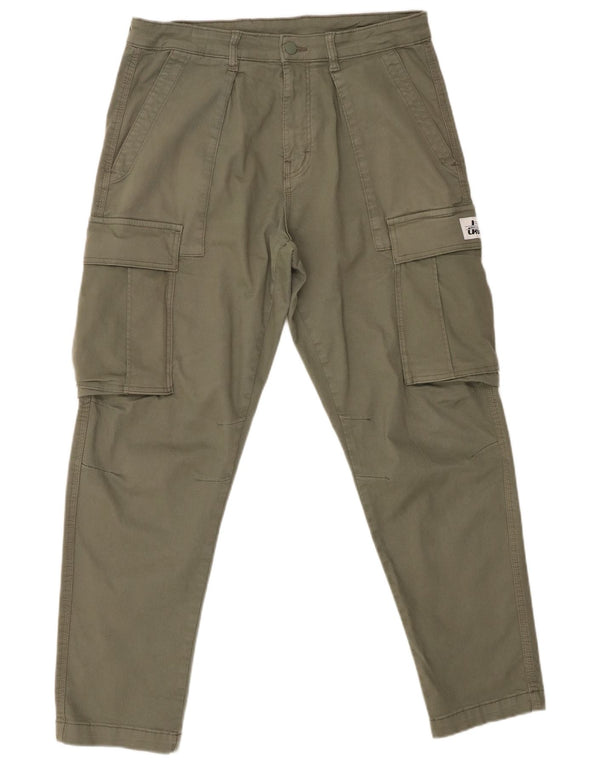 Zara Mens Slim Cargo Trousers EU 42 Large W32 L28 Khaki