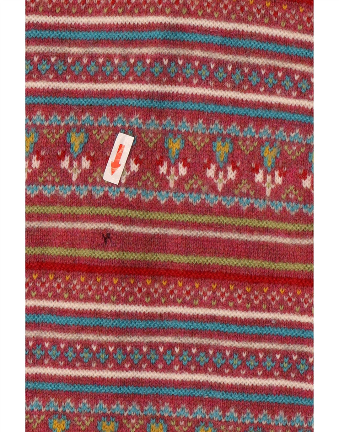 Ženski kardigan Stefanel pulover UK 14 srednje crvene Fair Isle vune